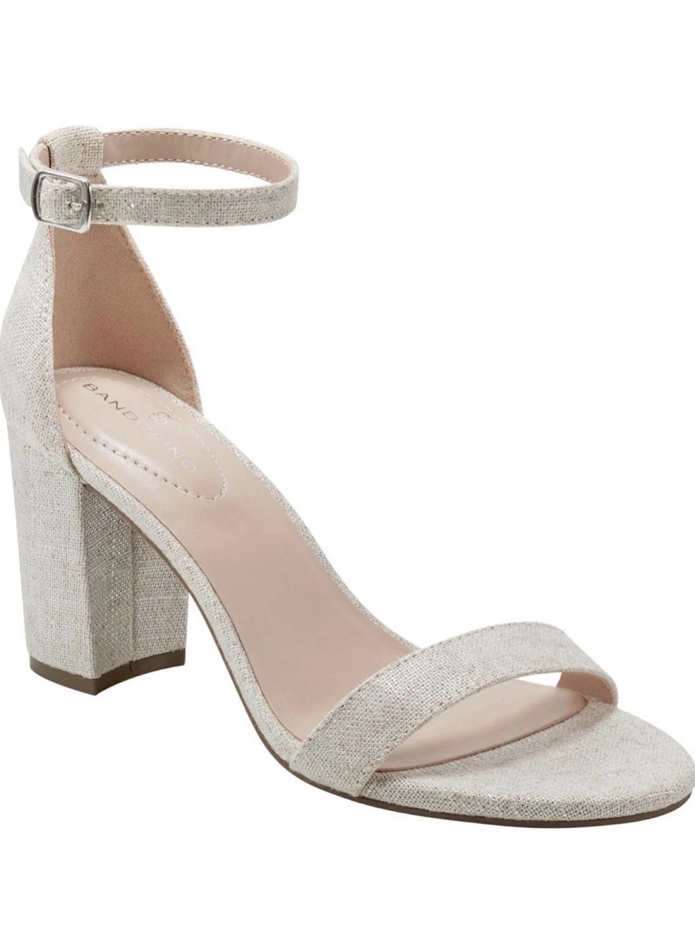 Bandolino Block Heel Ankle Strap Sandal in Light Beige new size 9.5